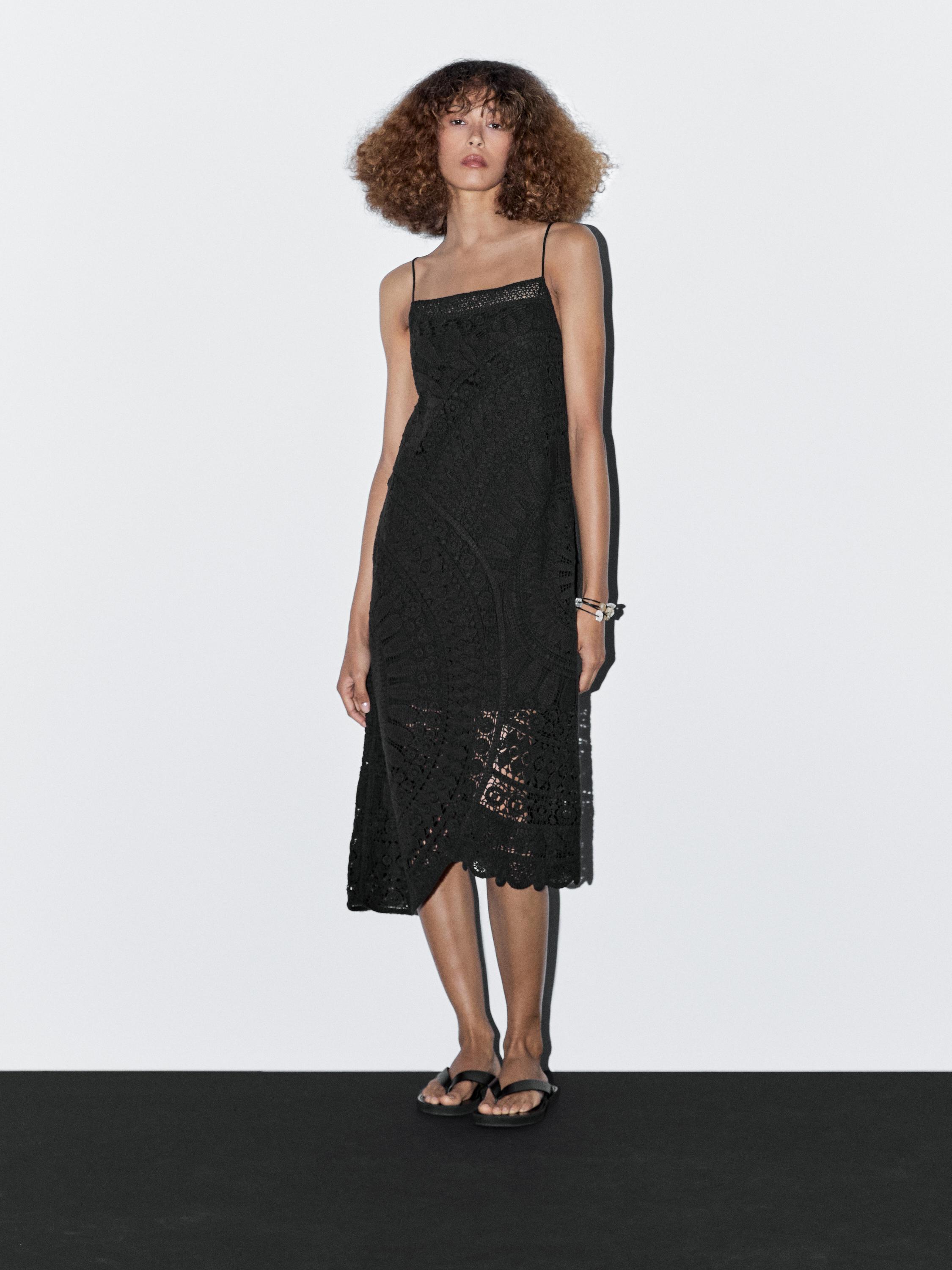 100% cotton crochet midi dress